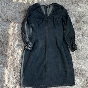 Jean dress with sleeves.